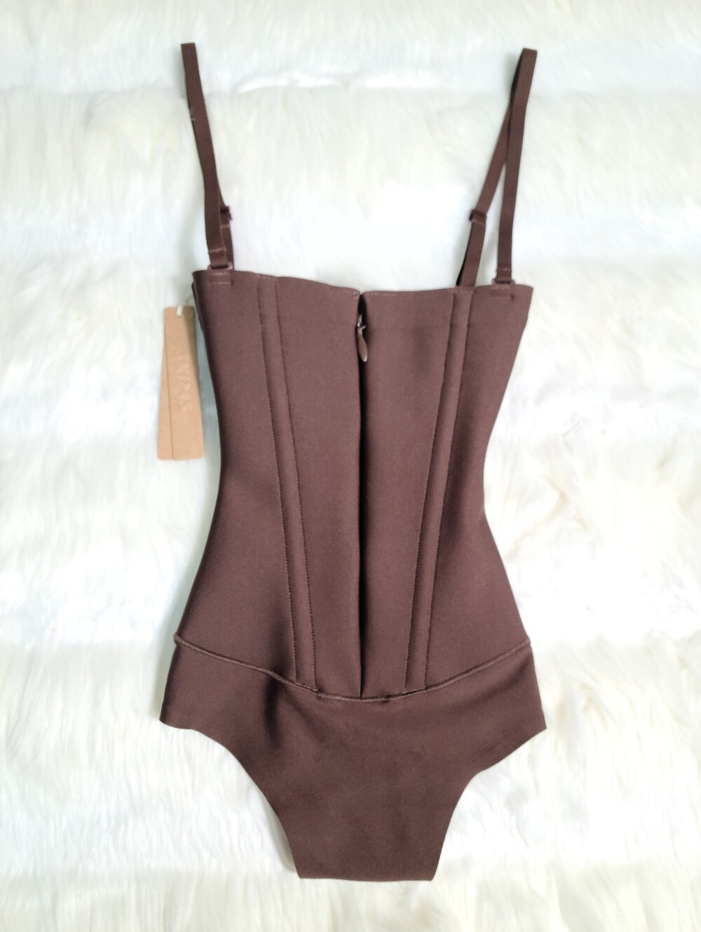 SKIMS Body Core Sculpt Waist Cincher Thong Bodysuit Brown Cocoa XXS NEW